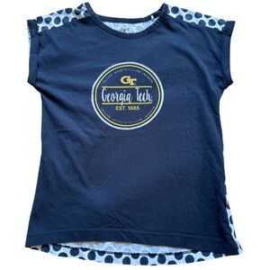 Georgia Tech Kids Navy Blue T-Shirt with Polka Dot Back Girls size 5T